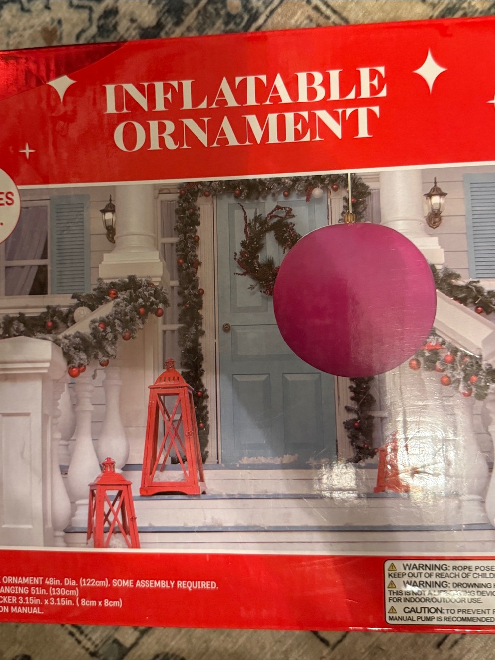 Inflatable Ornament - Large Pink Holiday Ornament new inflates 4 ft Christmas